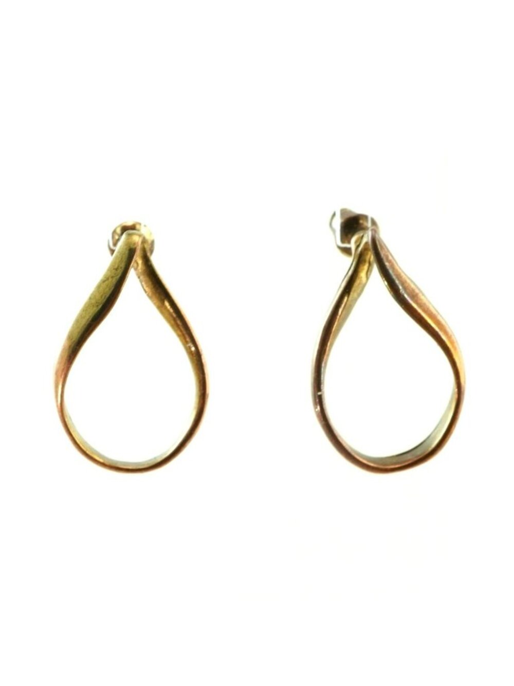 Vintage Copper Teardrop Twist Post Earrings